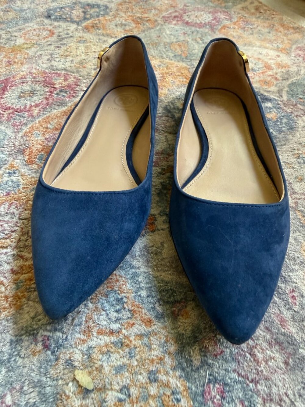 Tory Burch Navy Suede Pointed Toe Flat Size 6 M - Picture 4 of 7